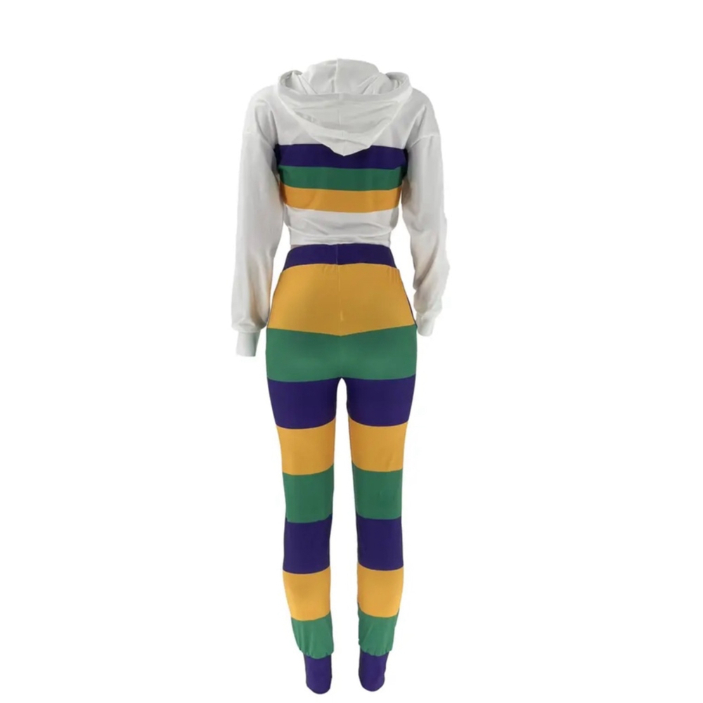 Mardi Gras Striped Hoodie and Jogger Set - Picture 4 of 7